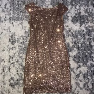 Ralph Lauren Rose Gold Sequin Cap Sleeve Dress